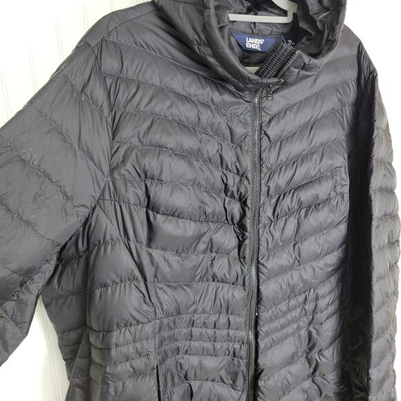 Lands' End Wanderweight Packable Black Down quilted Coat Size 3xl - Picture 3 of 9